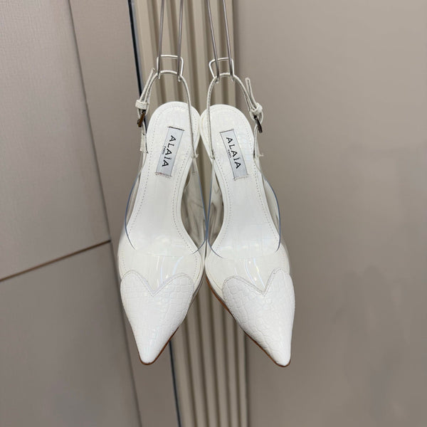 Alaia High Heels Slingbacks White Sheepskin 299841