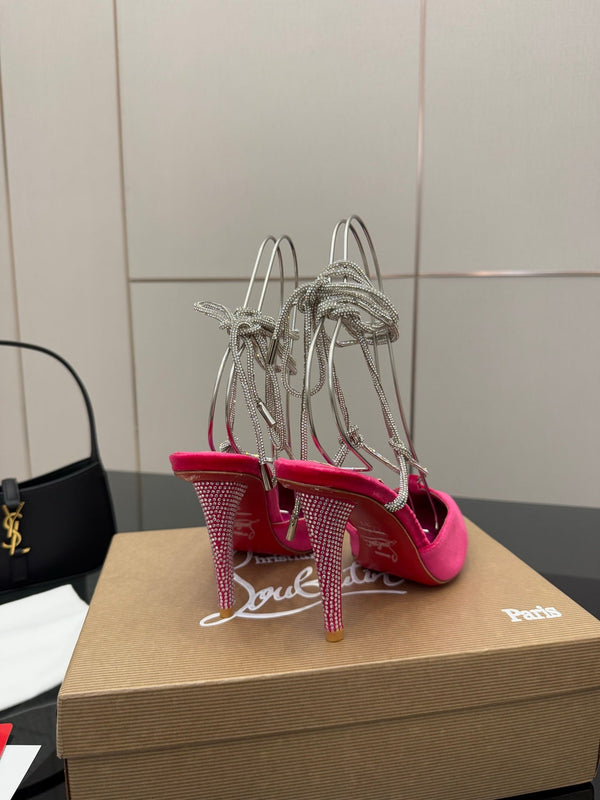 CL Mules Dark Pink 8.5cm Original Material 299876