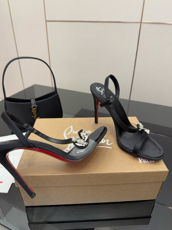 CL Diamond Sandals 10.5cm Black Silk 299879