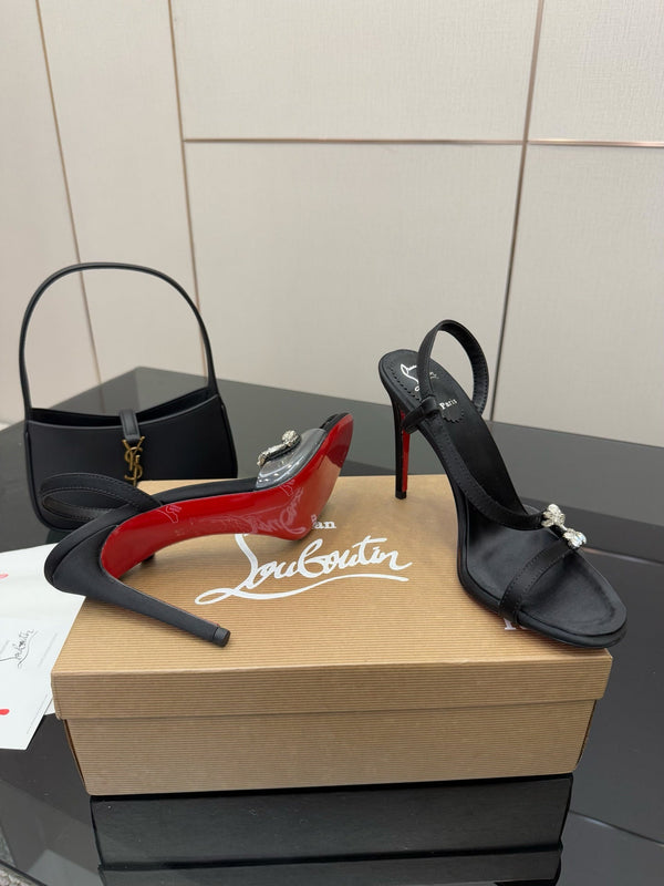 CL Diamond Sandals 10.5cm Black Silk 299879