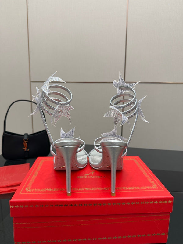 RC Sandals 9.5cm Sliver Rhinestone Silk 302584