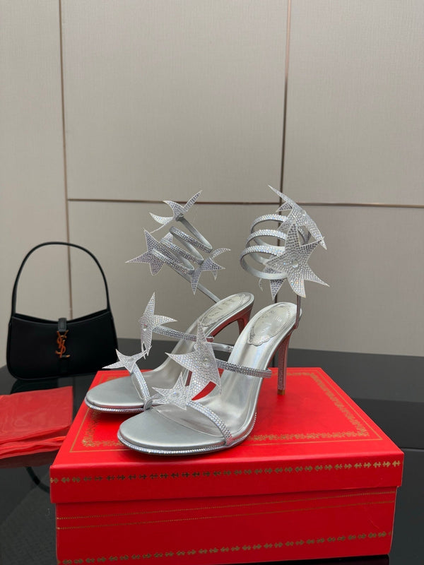 RC Sandals 9.5cm Sliver Rhinestone Silk 302584