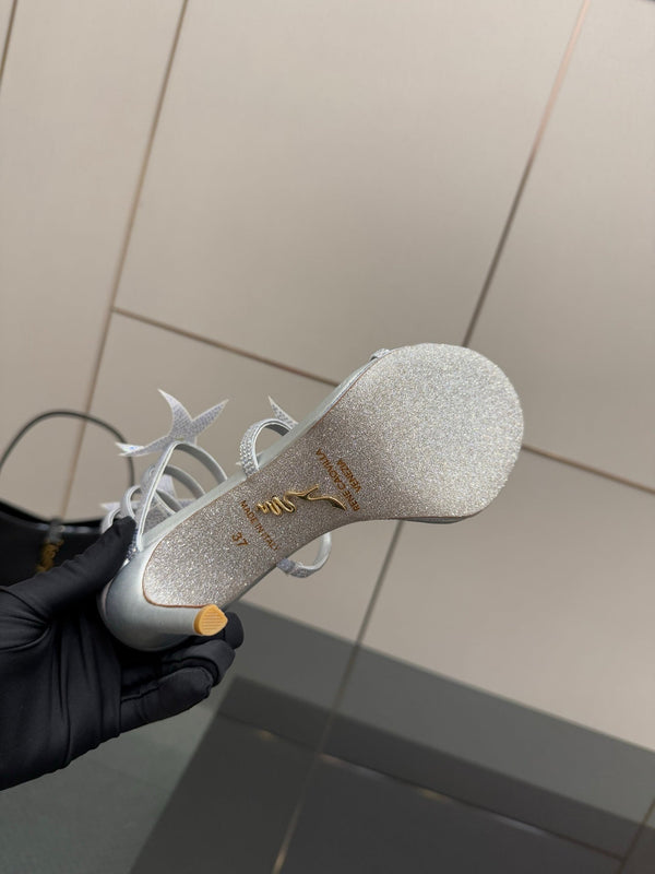 RC Sandals 9.5cm Sliver Rhinestone Silk 302584