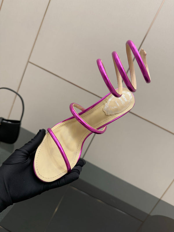 RC Sandals 9.5cm Pink Lotus Imported Metal Sheepskin 302595