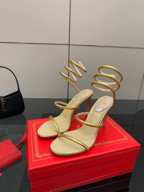 RC Sandals 9.5cm Gold Imported Metal Sheepskin 302600