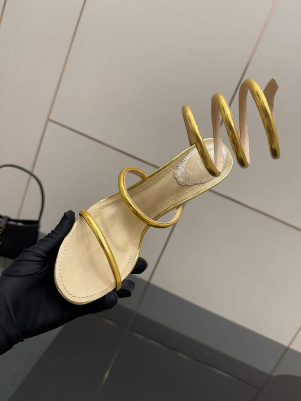 RC Sandals 9.5cm Gold Imported Metal Sheepskin 302600