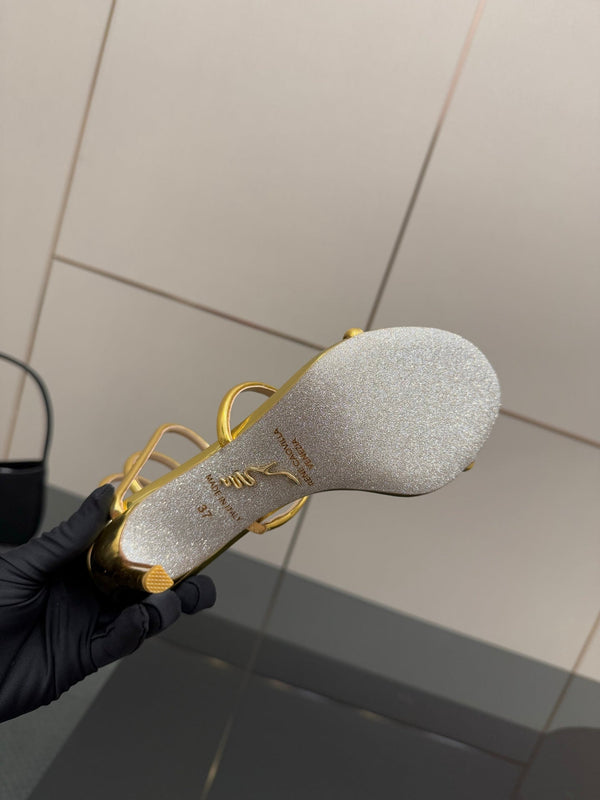 RC Sandals 9.5cm Gold Imported Metal Sheepskin 302600