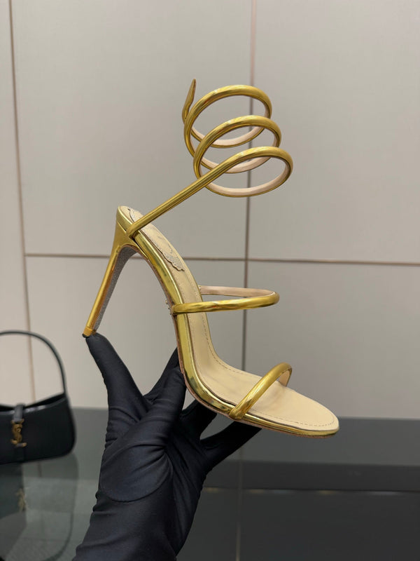 RC Sandals 9.5cm Gold Imported Metal Sheepskin 302600