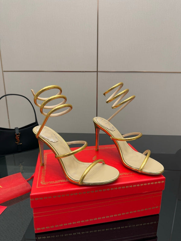 RC Sandals 9.5cm Gold Imported Metal Sheepskin 302600