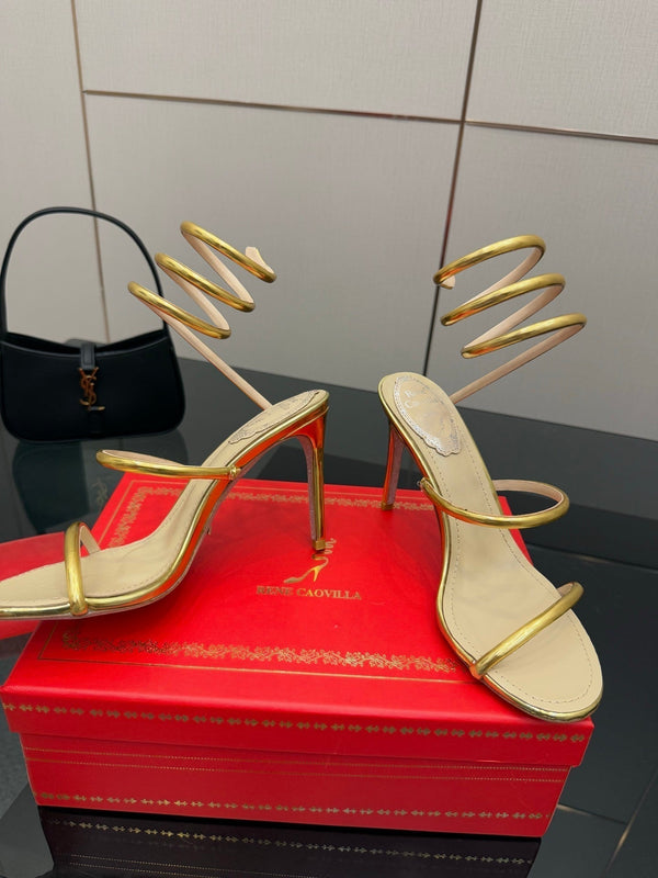 RC Sandals 9.5cm Gold Imported Metal Sheepskin 302600