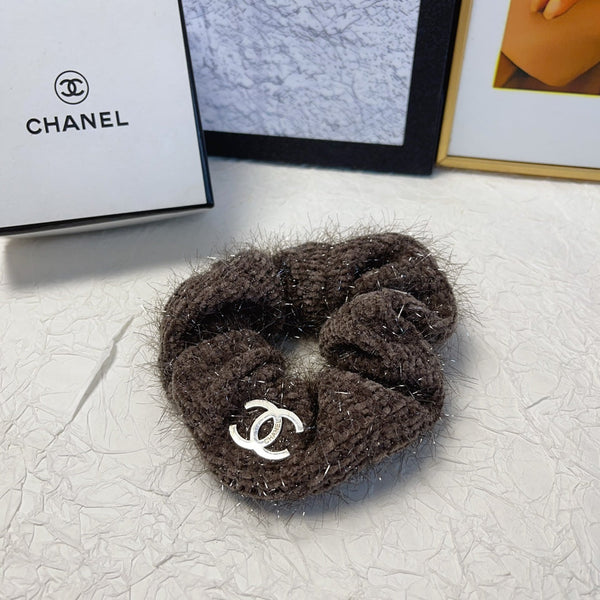 HAIR SCRUNCHIE BROWN WRINKLED FABRIC 151389