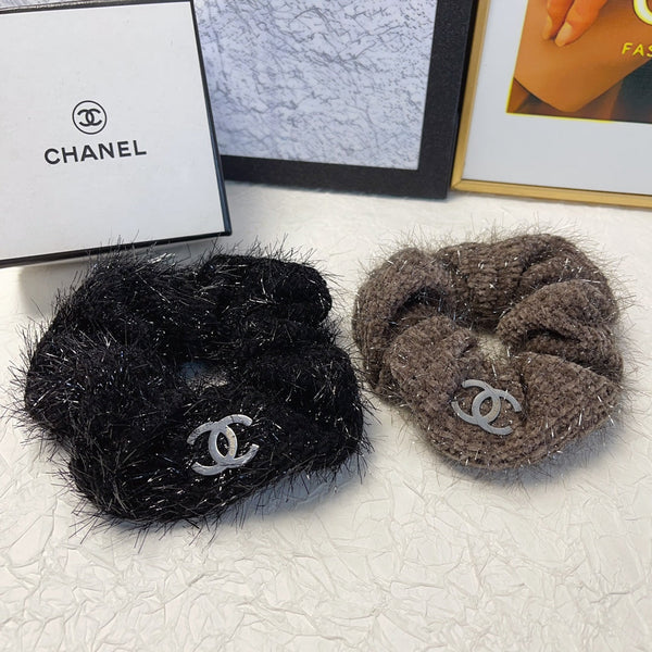 HAIR SCRUNCHIE BROWN WRINKLED FABRIC 151389