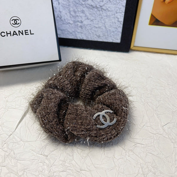 HAIR SCRUNCHIE BROWN WRINKLED FABRIC 151389