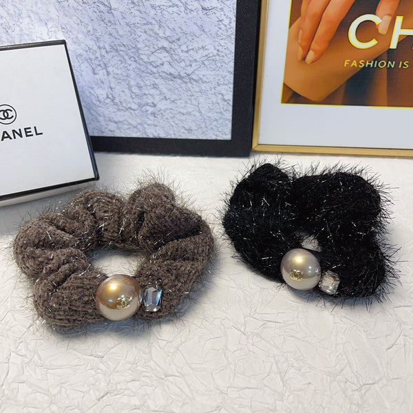 HAIR SCRUNCHIE BROWN WRINKLED FABRIC 151390