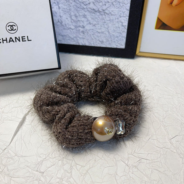 HAIR SCRUNCHIE BROWN WRINKLED FABRIC 151390