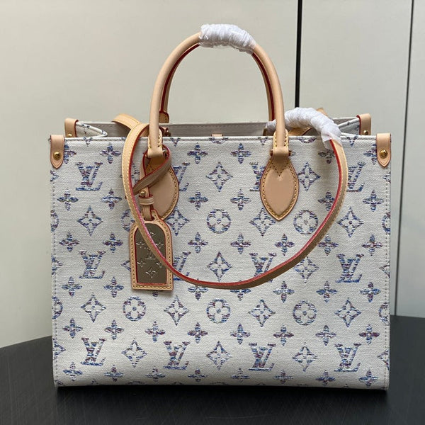 ONTHEGO MM 35CM MULTICOLOR BEIGE MONOGRAM JACQUARD FABRIC