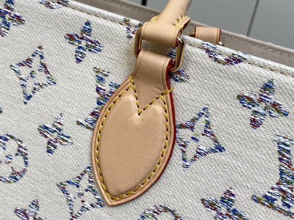 ONTHEGO MM 35CM MULTICOLOR BEIGE MONOGRAM JACQUARD FABRIC