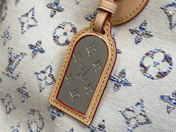 neverfull mm 31 multicolor beige monogram jacquard fabric