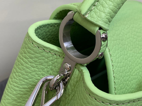 CAPUCINES MINI 21 GREEN TAURILLON TURQUOISE SILVER HARDWARE