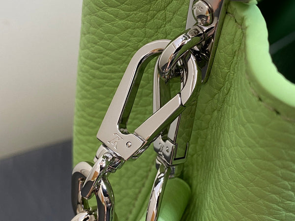 CAPUCINES MINI 21 GREEN TAURILLON TURQUOISE SILVER HARDWARE