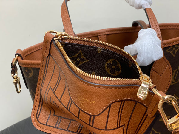 Neverfull 24 Bandoulière Inside Out BB Brown Calfskin