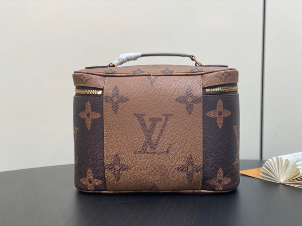 LV Nice BB Bag 24cm Brown Canvas Cowhide 320699