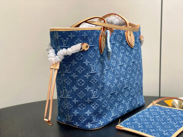 LV Neverfull MM 31cm Blue Denim
