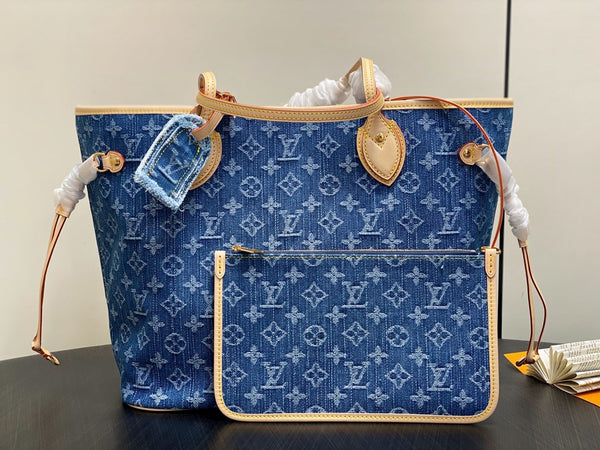 LV Neverfull MM 31cm Blue Denim