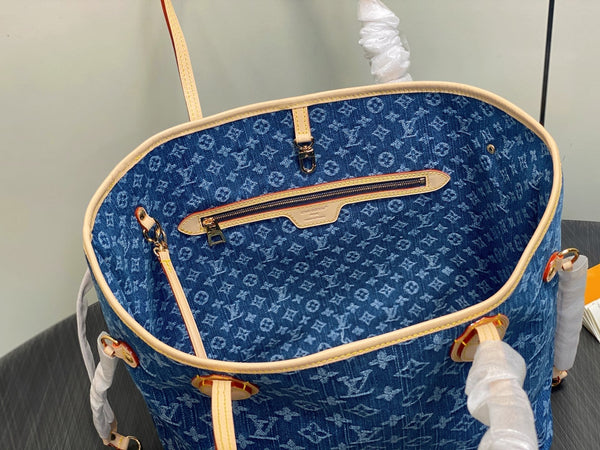 LV Neverfull MM 31cm Blue Denim