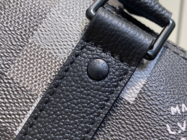 Keepall Bandouliere 25cm Damoflage Black Coated Canvas