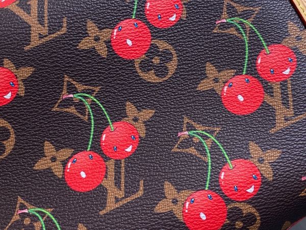 Baule laterale LV x TM MM 23,5 cm in tela marrone ciliegia