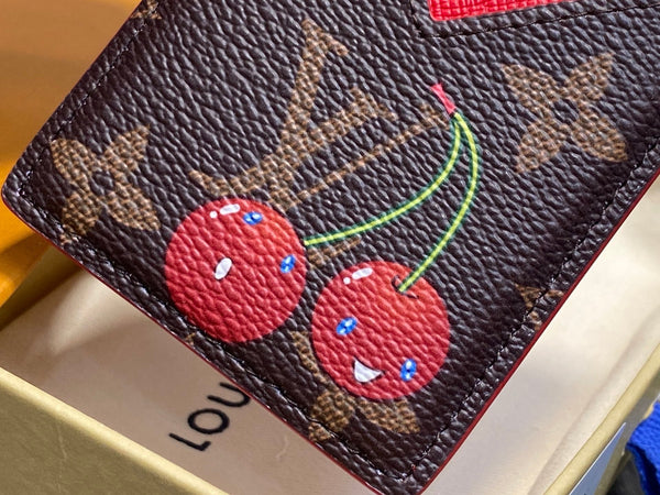LV x TM Porte-Cartes Magnet Brown Red Monogram Canvas