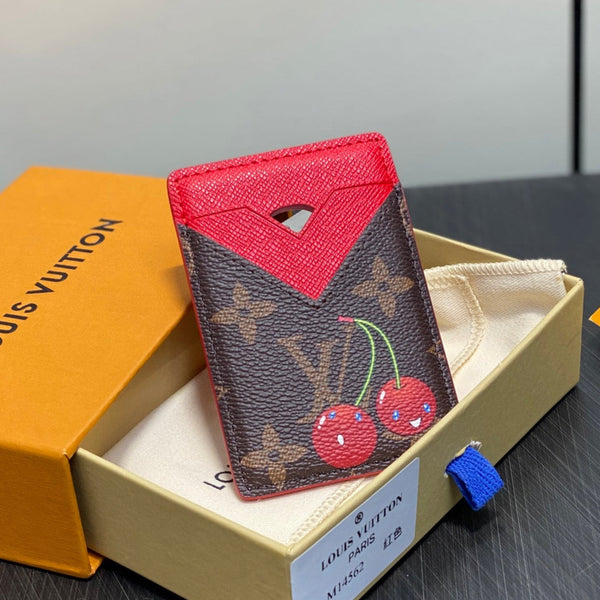 LV x TM Porte-Cartes Magnet Brown Red Monogram Canvas