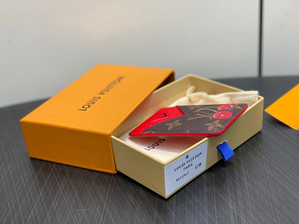 LV x TM Porte-Cartes Magnet Brown Red Monogram Canvas