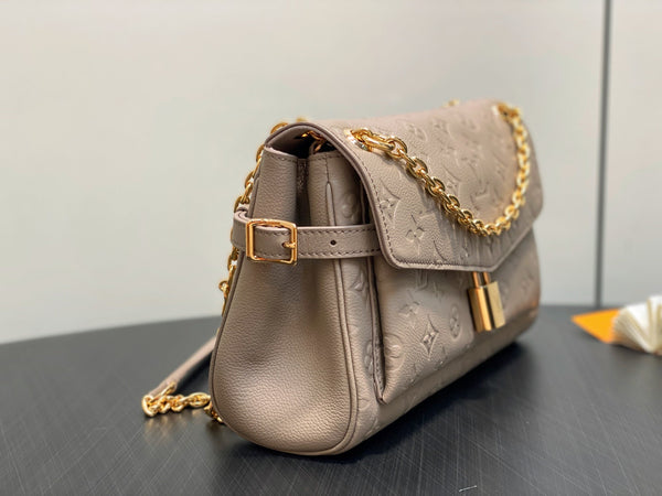 LV Anytime Flap Bag 29.5cm Dark Beige Calfskin