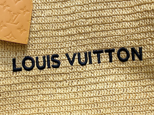 LV Summer Shopper Tote MM 44cm Beige Raffia