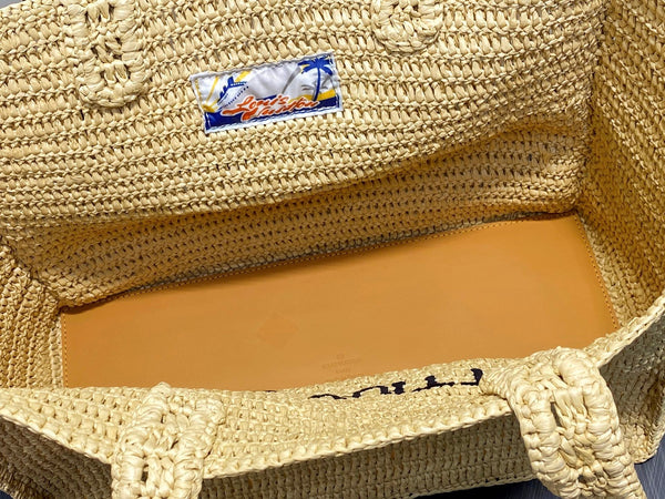 LV Summer Shopper Tote MM 44cm Beige Raffia