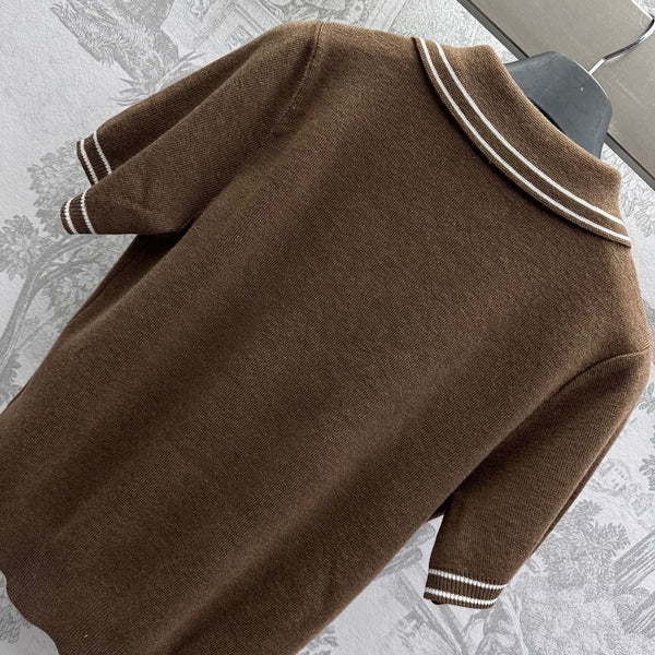 Miu 25 Polo T- Shirt Brown Wool 232022