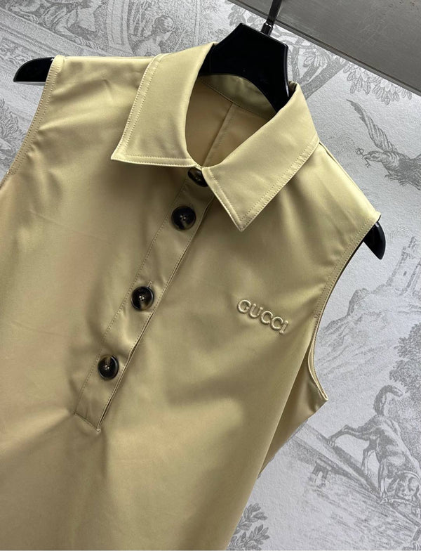 Gucci 25 Polo Shift Dress Cookies And Cream Polyester 231769