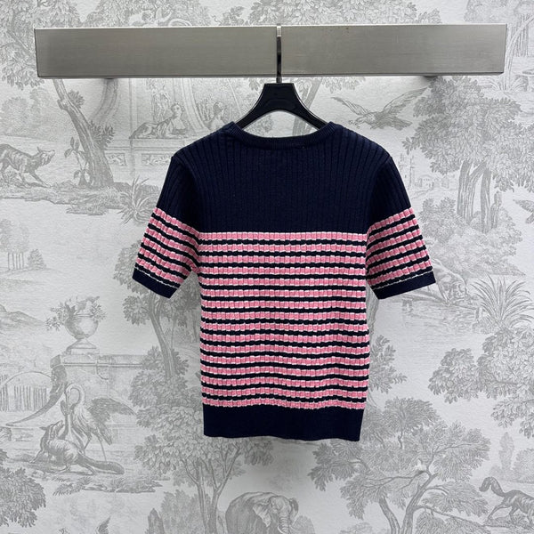 Dior 25 T-Shirt Night Blue mix Pink Linen 232264