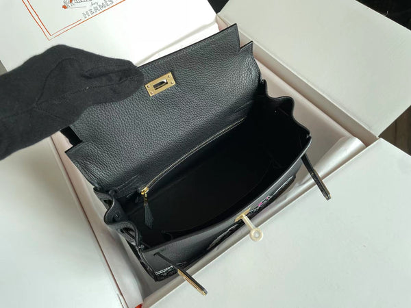 BIRKIN 25 BAG IN BLACK CALFSKIN WITH WHITE STICKER (MADE - TO - ODER)