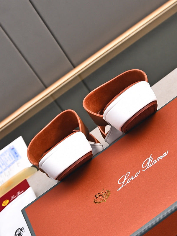 LP INTERWOVEN STRAPS SLIPPERS FIRE CALFSKIN