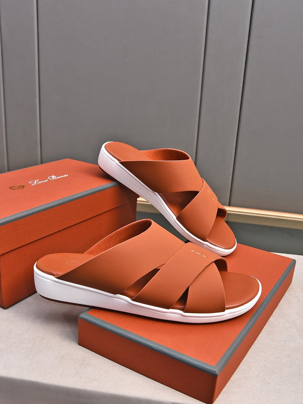 LP INTERWOVEN STRAPS SLIPPERS FIRE CALFSKIN