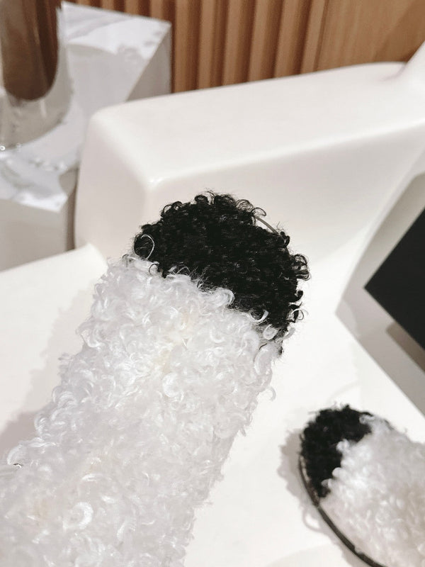 SHORT BOOTS IN WHITE LAMB FUR AND LAMBSKIN 962188