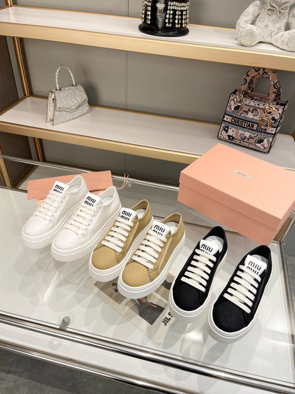 Miu Low Top Skateboard Shoes 50mm Black Canvas 456834