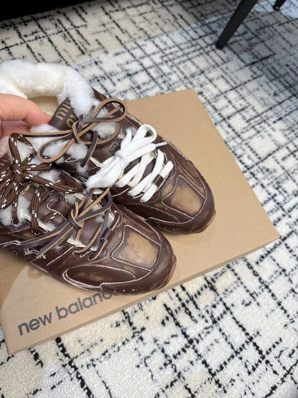 Miu Balance 530 SL Sneakers fleece lining Wood Brown Suede