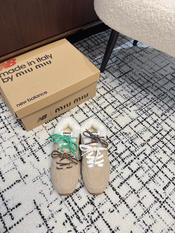 Miu Balance 530 SL Sneakers Fleece Lining In Light Brown Suede