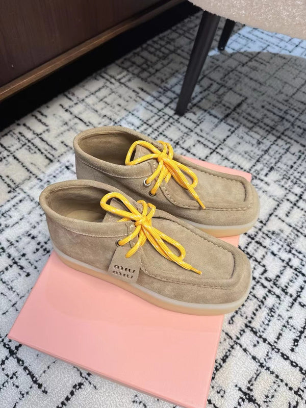 Miu Ankle Boots Light Brown Cow Suede