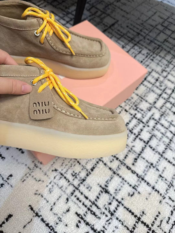 Miu Ankle Boots Light Brown Cow Suede