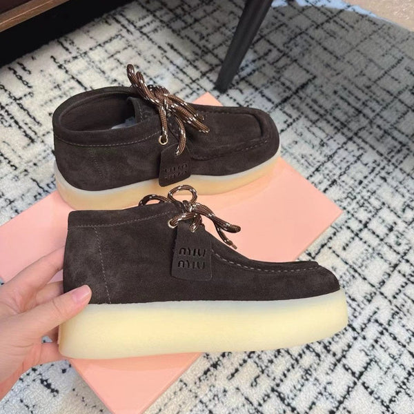 Miu Ankle Boots Chocolate Brown Cow Suede